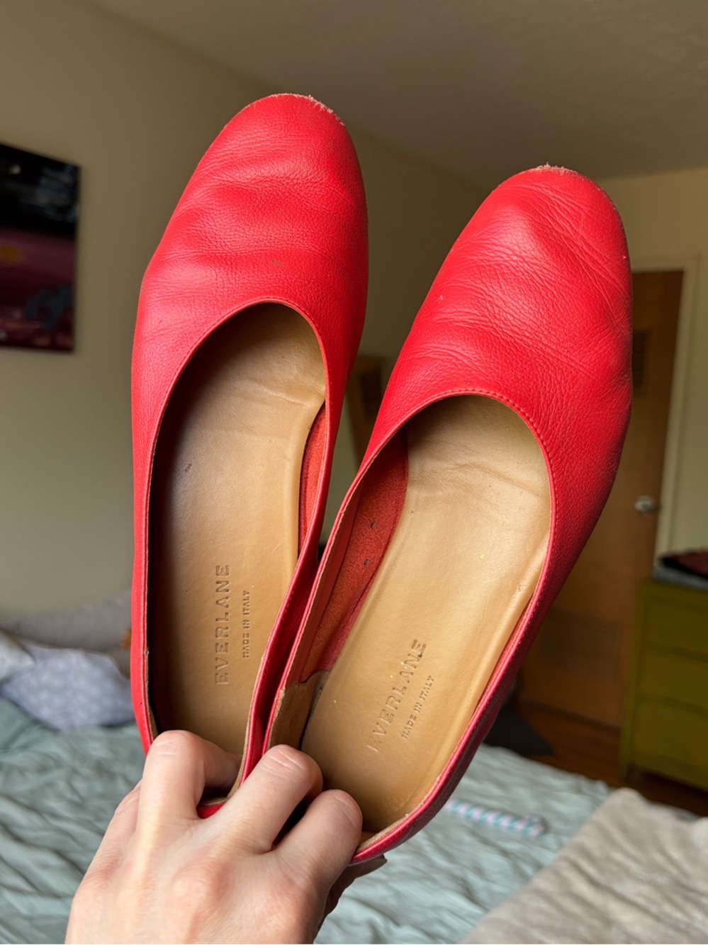 Everlane Red Leather Day Glove Flats